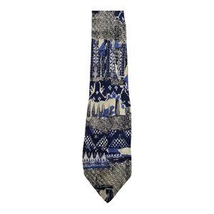 Diego Conte Abstract Pattern Blue 100% Silk Necktie